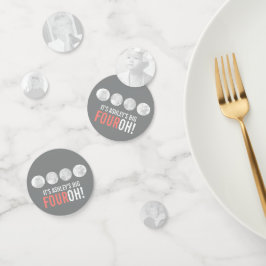 Grau und rosa 40. FOUROH! 4 Fotos Geburtstag Konfetti