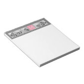 Grau und Rosa 5-Foto-Collage mit Monogramm Notizblock (angewinkelt)