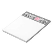 Grau und Rosa 5-Foto-Collage mit Monogramm Notizblock (Rotiert)