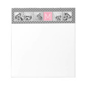 Grau und Rosa 5-Foto-Collage mit Monogramm Notizblock (Vorderseite)