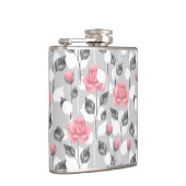 Grau und rosa. Blumenmuster Flachmann (Rechts)