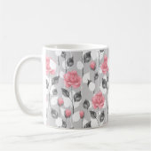 Grau und Rosa. Blumenmuster Kaffeetasse (Links)