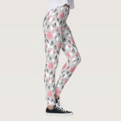 Grau und rosa. Blumenmuster Leggings (Rechts)