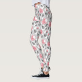 Grau und rosa. Blumenmuster Leggings (Links)