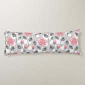 Grau und rosa. Blumenmuster Seitenschläferkissen (Rückseite)