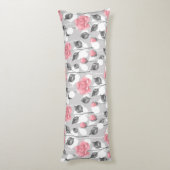 Grau und rosa. Blumenmuster Seitenschläferkissen (Rückseite (Vertikal))