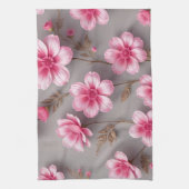 Grau und Rosa floral Geschirrtuch (Vertikal)