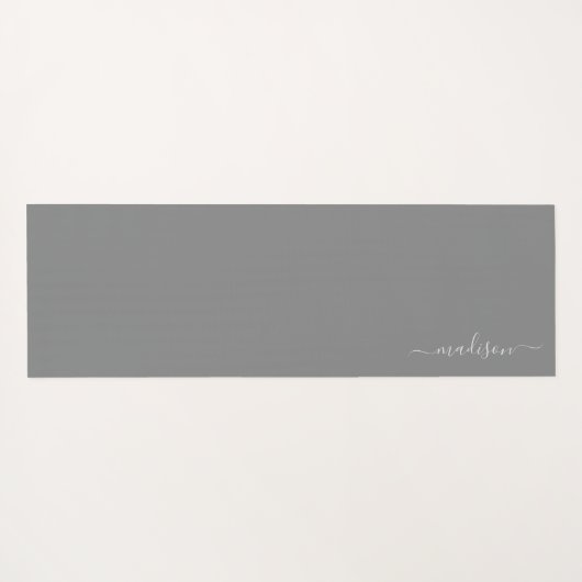 Grau und Rosa | Monogramm der Aquarellfarben-Blume Yogamatte (Rückseite (Horizontal))