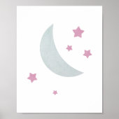 Grau und Rosa | Moon and Stars Kinderzimmer Poster (Vorne)