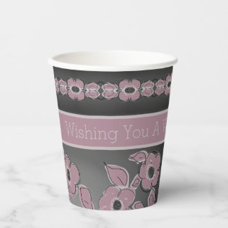 Grau und rosa pappbecher