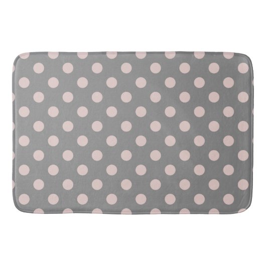 Grau und Rosa Polka Dots Dot Modern Badematte (Vorderseite)