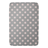 Grau und Rosa Polka Dots Dot Modern Badematte (Vorderseite Vertikal)