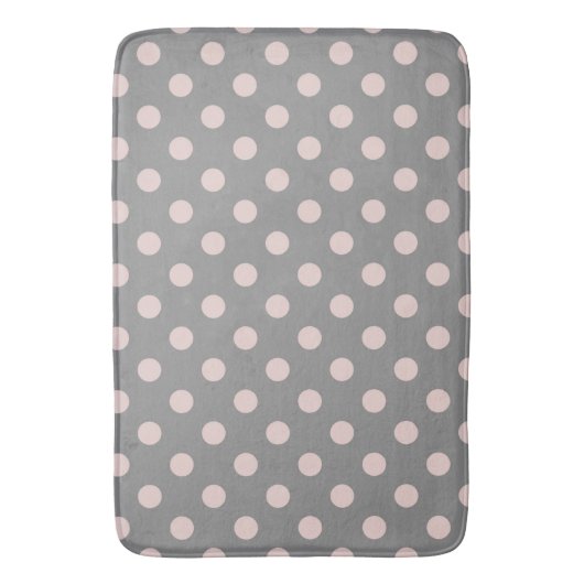 Grau und Rosa Polka Dots Dot Modern Badematte (Vorderseite Vertikal)
