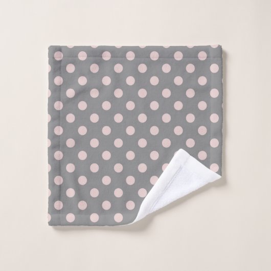 Grau und Rosa Polka Dots Dot Modern Badhandtuch Set (Waschlappen)