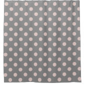 Grau und Rosa Polka Dots Dot Modern Duschvorhang (Vorderseite)