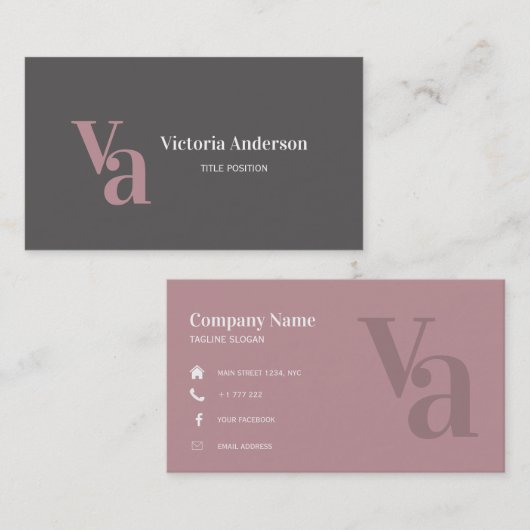 Grau und Rosa Visitenkarte (Vorne/Hinten)