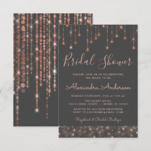 Grau und Rose Gold Brautparty Einladung