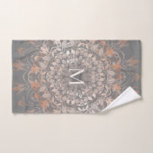 Grau und Rose Gold | Mandala Monogram Badhandtuch Set (Handtuch)
