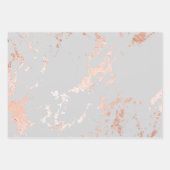 Grau und Rose Gold Marmor Look Geschenkpapier Set (Vorderseite)