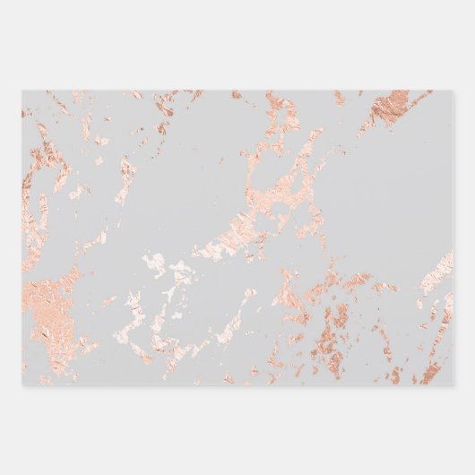 Grau und Rose Gold Marmor Look Geschenkpapier Set (Vorderseite)