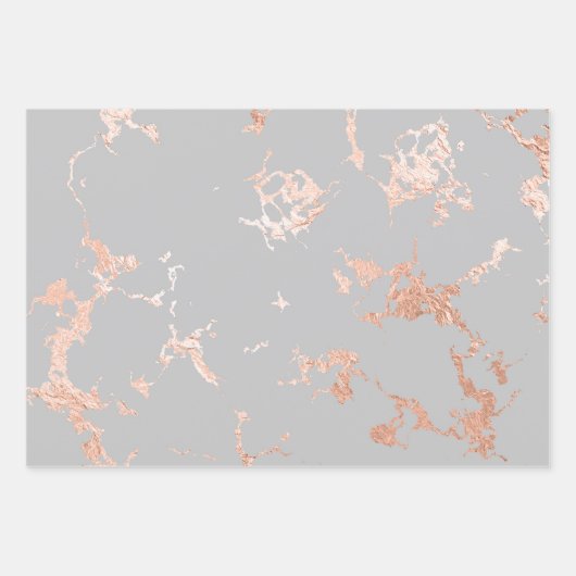 Grau und Rose Gold Marmor Look Geschenkpapier Set (Vorderseite 3)