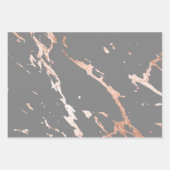 Grau und Rose Gold Marmor Look Geschenkpapier Set (Vorderseite)