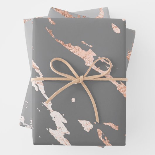 Grau und Rose Gold Marmor Look Geschenkpapier Set (Beispiel)