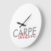 Grau und Rot, lateinische Zitate Carpe Diem Große Wanduhr (Winkel)