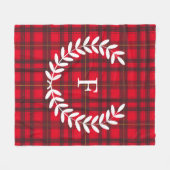 Grau und Rot Tartan White Laurel | PERSONALISIERT Fleecedecke (Vorderseite (Horizontal))