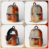 Grau und Rusty Orange Urban Grunge Industrial Bedruckter Rucksack