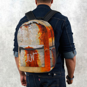 Grau und Rusty Orange Urban Grunge Industrial Bedruckter Rucksack