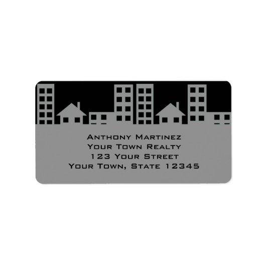 Grau und Schwarz Adressaufkleber (Vorne)