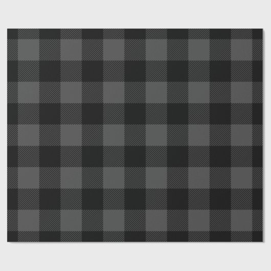 Grau und Schwarz Buffalo Karo Urlaub Geschenkpapier (Flach)