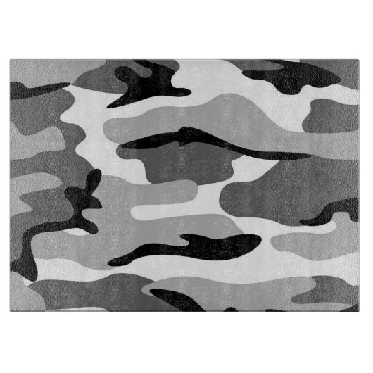 Grau und Schwarz Camouflage Cutting Board Schneidebrett (Vorderseite)