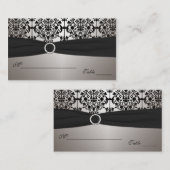 Grau- und Schwarz-Damaskus-Karten Platzkarte (Vorne/Hinten)