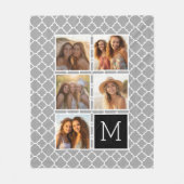Grau und Schwarz Instagramm 5 Fotoleime Monogramm Fleecedecke (Vorderseite)