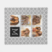 Grau und Schwarz Instagramm 5 Fotoleime Monogramm Fleecedecke (Vorderseite (Horizontal))