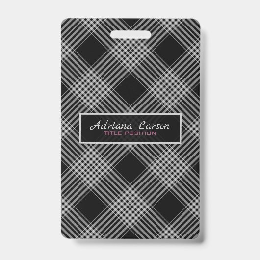 Grau und Schwarz Kariert Ausweis (Front)