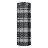 Grau und Schwarz Kariert mit Monogrammname Thermosbecher (Rückseite)