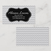 Grau und Schwarz Moderne Zickzack Streifen Visitenkarte (Vorne/Hinten)