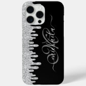 Grau-und Schwarz-Monogramm-Glitzern Case-Mate iPhone Hülle (Rückseite)