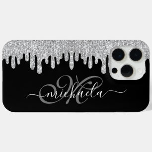 Grau-und Schwarz-Monogramm-Glitzern Case-Mate iPhone Hülle