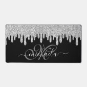 Grau-und Schwarz-Monogramm-Glitzern Schreibtischunterlage (Vorderseite)