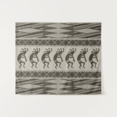 Grau und Schwarz Südwest Kokopelli Aztec Muster Wandteppich (Vorderseite (Horizontal))