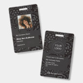 Grau und Schwarz Vibranu und feines Blumenmuster Ausweis (Vorder- & Rückseite)