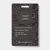 Grau und Schwarz Vibranu und feines Blumenmuster Ausweis (Rückseite)