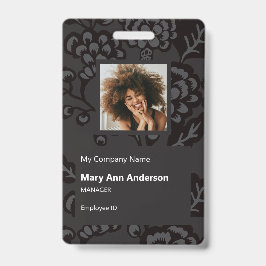 Grau und Schwarz Vibranu und feines Blumenmuster Ausweis