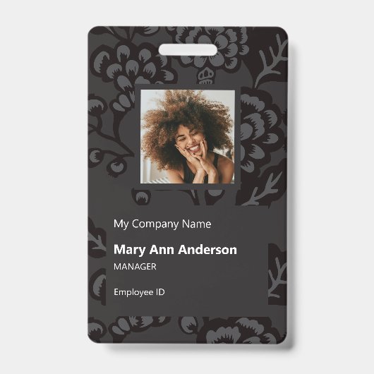 Grau und Schwarz Vibranu und feines Blumenmuster Ausweis (Vorderseite)