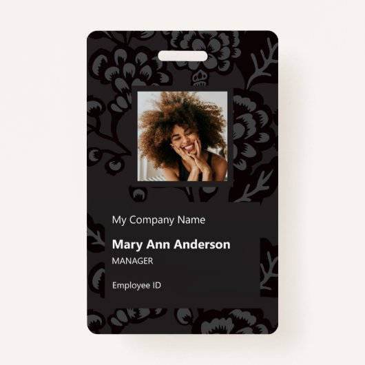 Grau und Schwarz Vibranu und feines Blumenmuster Ausweis (Vorderseite)