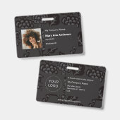 Grau und Schwarz Vibranu und feines Blumenmuster Ausweis (Vorder- & Rückseite)